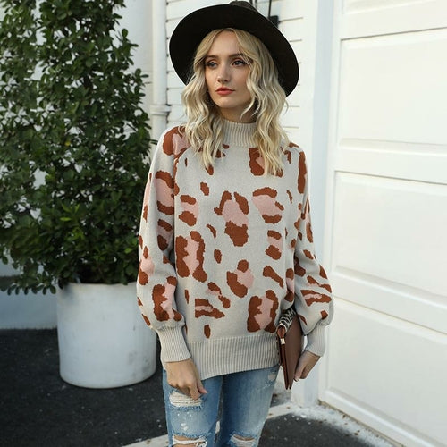 Fashion Leopard Print Knitted Sweaters