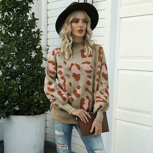 Fashion Leopard Print Knitted Sweaters