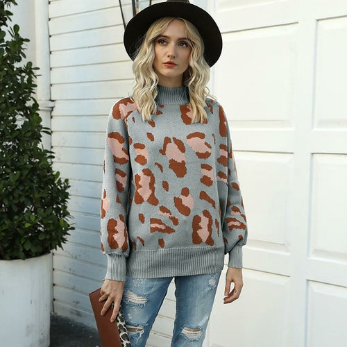 Fashion Leopard Print Knitted Sweaters