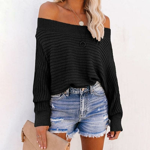 Off Shoulder Batwing Sleeve Knitwear