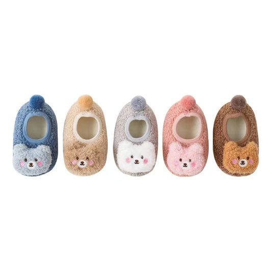 Baby 3D Cartoon Bear Patched Pattern Non-Slip Warm Shoes