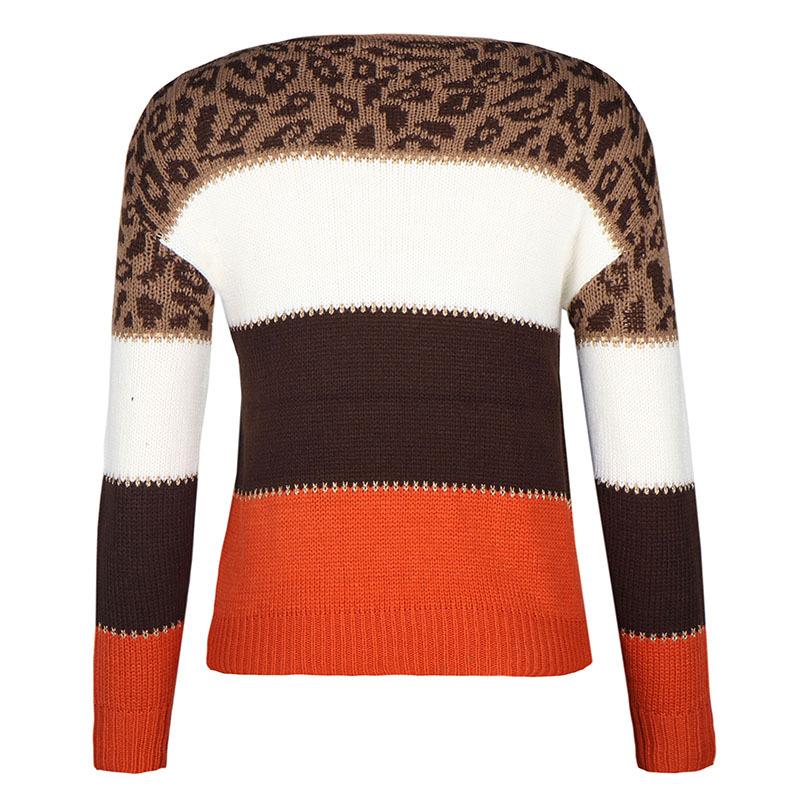 Patchwork Leopard Printed Long Sleeve Pullover Sweater