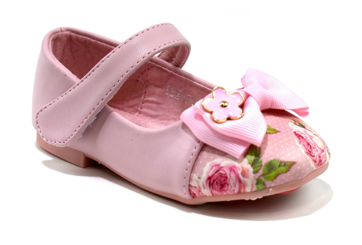 Girl's Bow Pink Floral Shoe