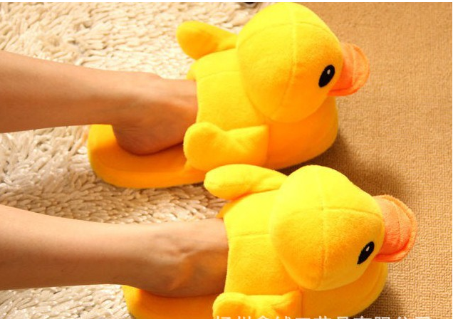 Winter Women Warm Indoor Slippers Ladies Fashion Cute Yellow Duck Shoe