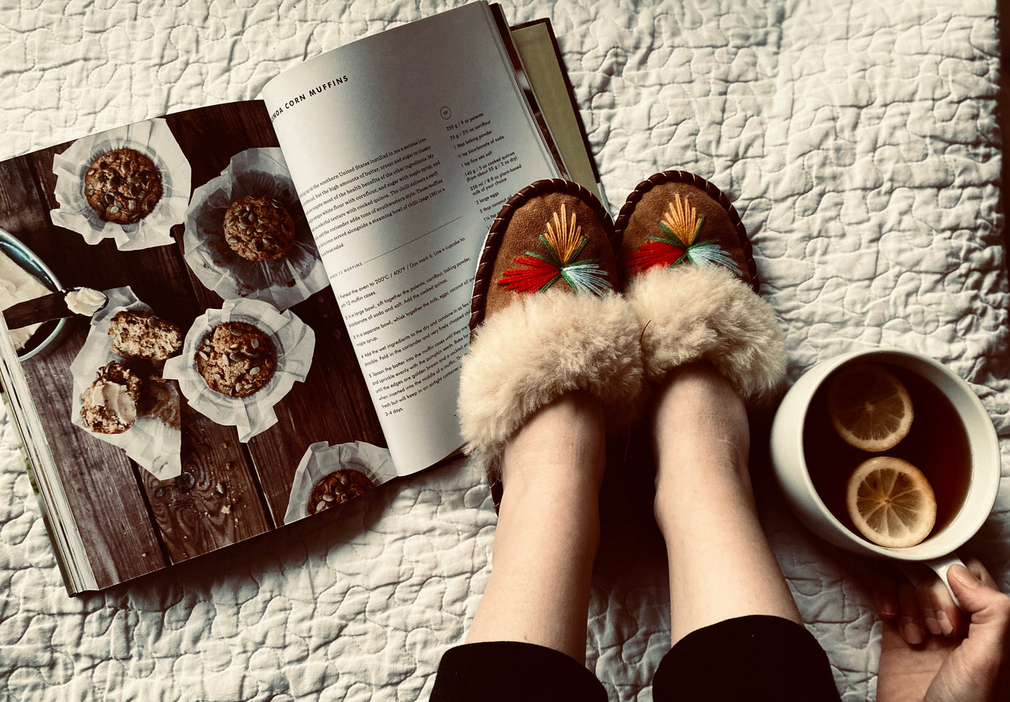 Natural Fur Brown Range Embroidered Slip on Slippers Lucky Dip