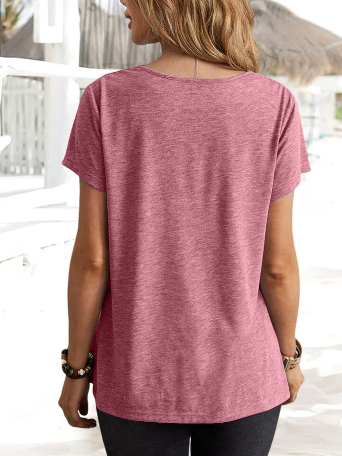 solid casual fashion short sleeve Top