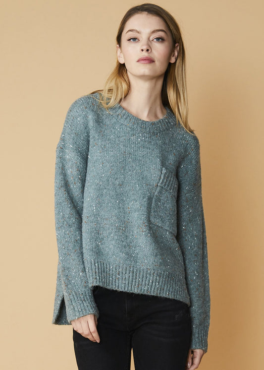 Women's Crewneck Pocket Front Sweater in Fall Sage