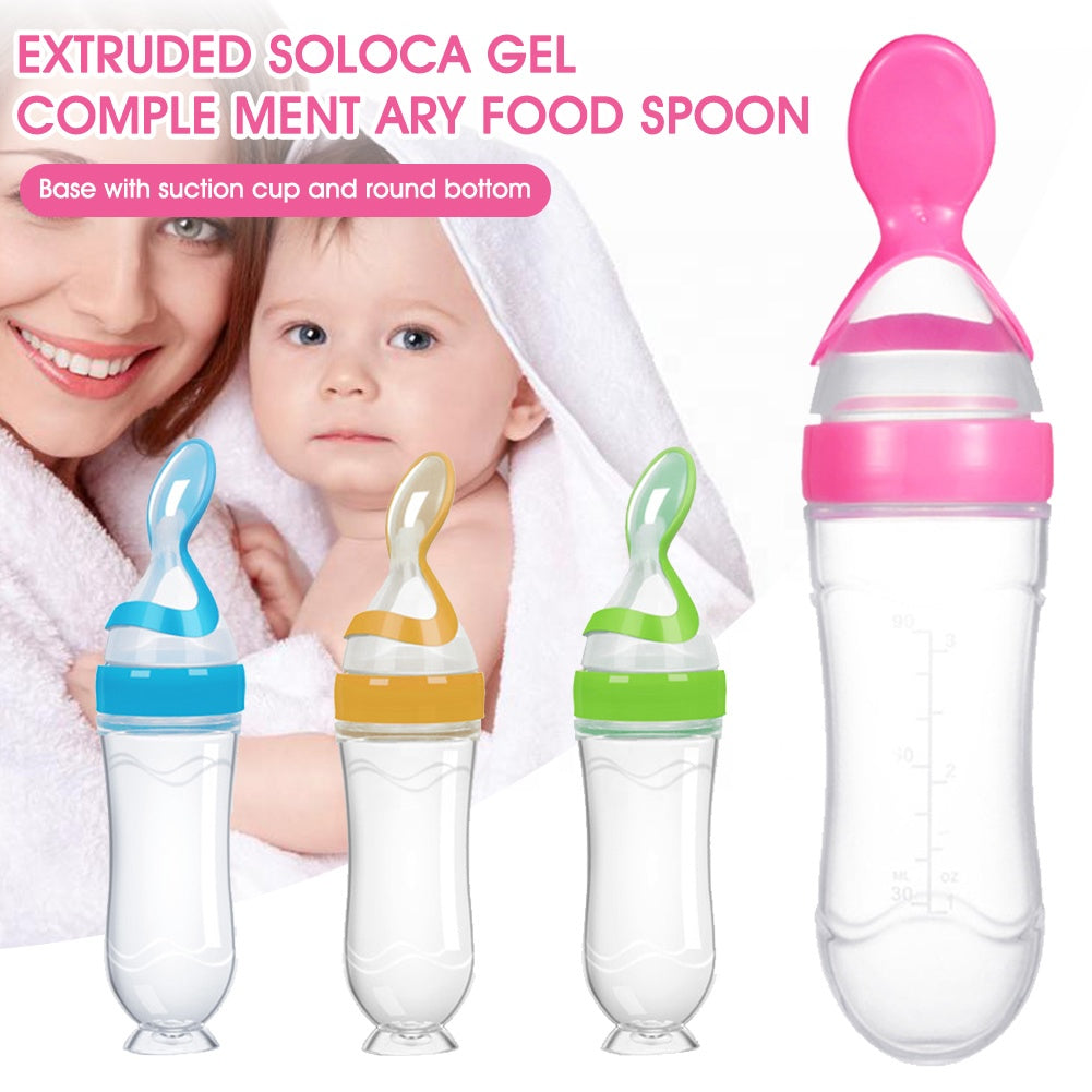 90ML Safe Newborn Baby Feeding Bottle Silicone Feeding Spoon Bottle