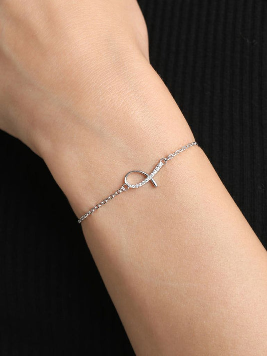 Bracelet Adjustable, Rhodium Plated