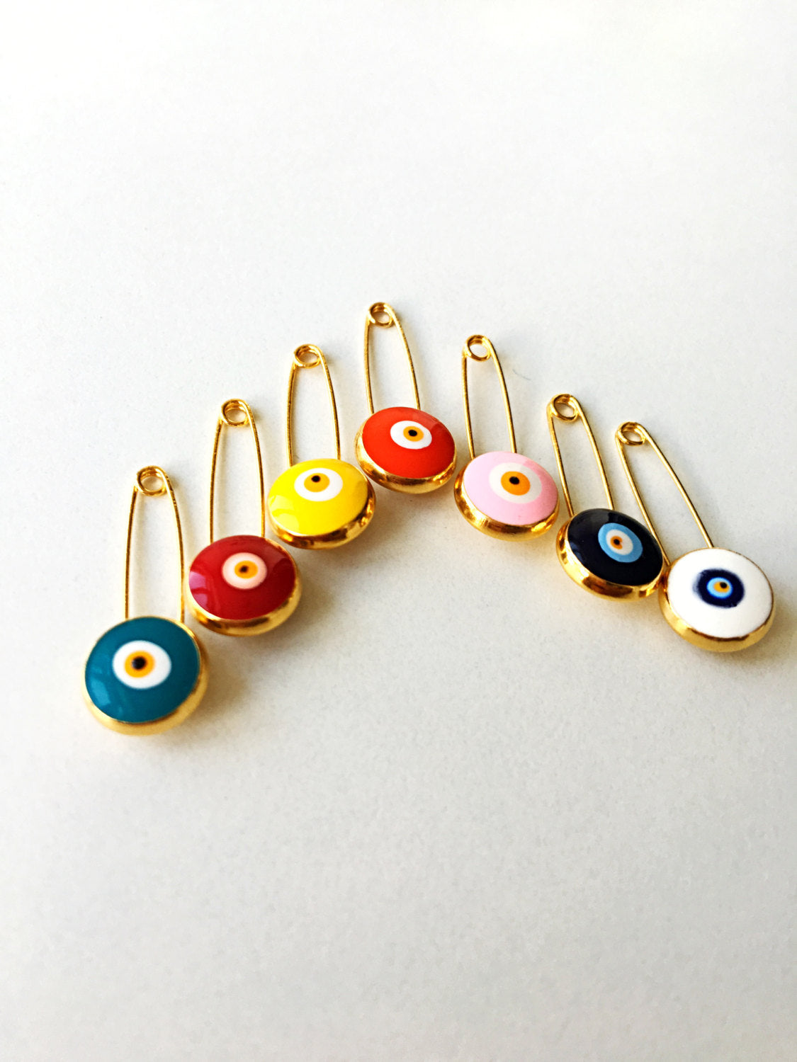 5 pcs  - Evil eye pin, evil eye stroller pin, safety pins, evil eye