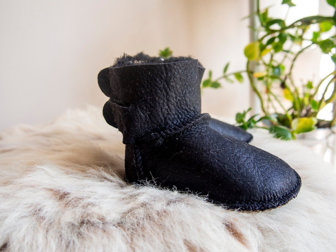 Baby Black Sheepskin Boots.