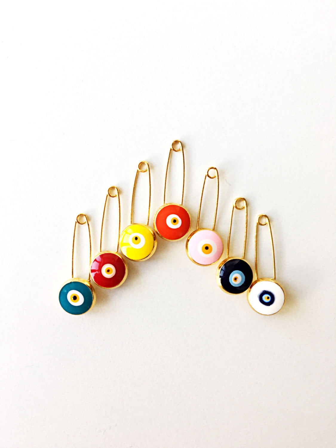 5 pcs  - Evil eye pin, evil eye stroller pin, safety pins, evil eye