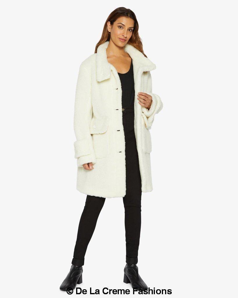 Julie High Neck Borg Teddy Coat